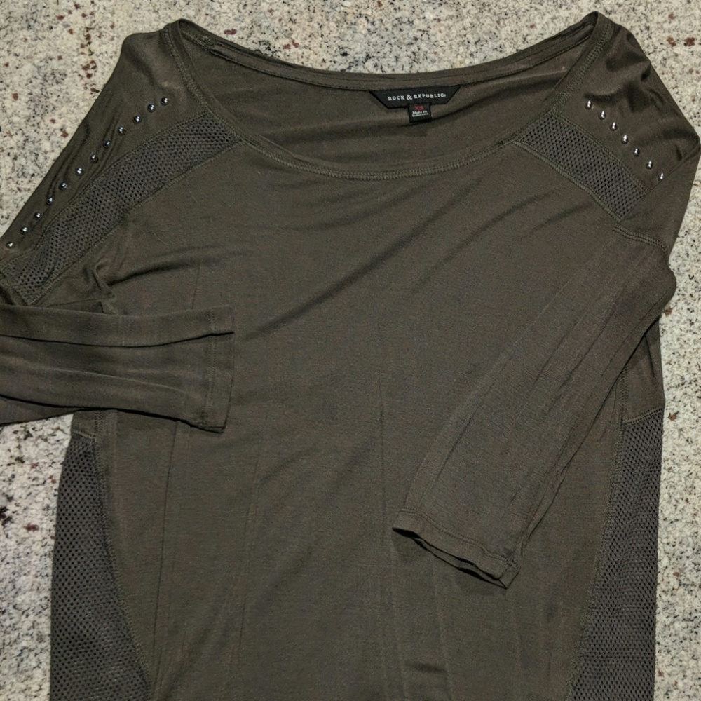 Army Green 3/4 Sleeve Blouse